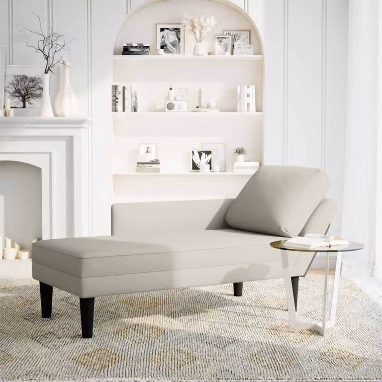 vidaXL Sdraio con Cuscino e Bracciolo Destro in Velluto Crema