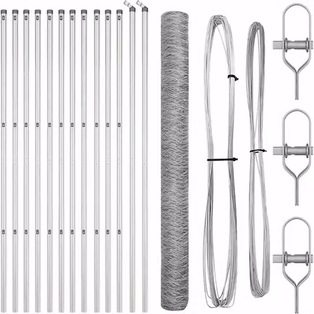 Palo per recinzione tondo in acciaio argentato DESIGN IN, Altezza: 150 cm, Diametro: 27 mm
