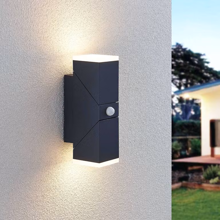 Applique da esterni a LED con sensore Sally Lindby, Nero, Alluminio, Moderno, Applique LED da esterni