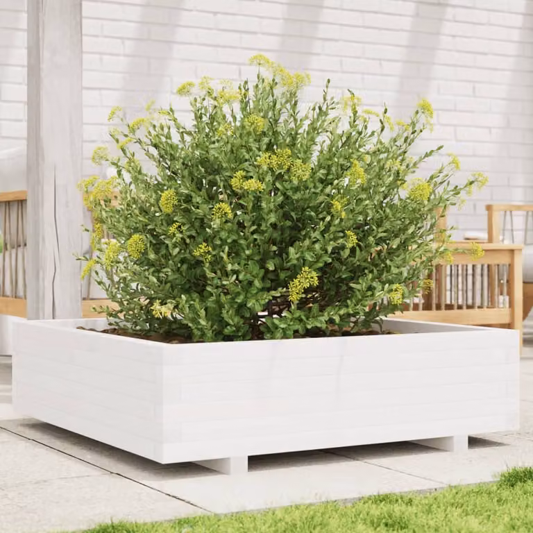 Fioriera da giardino vidaXL in legno di pino bianco L 90 cm x P 90 cm x H 26,5 cm