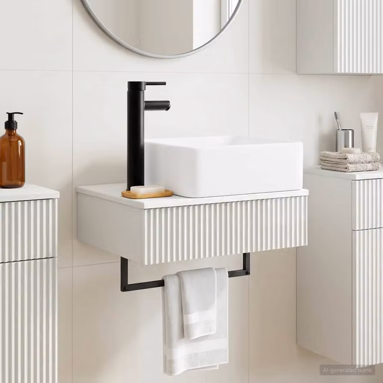 Lavabo da parete vidaXL Bianco Lucido L: 50 cm, P: 41 cm, H: 39 cm