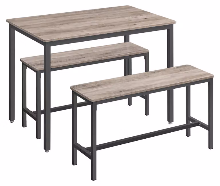 Tavolo da pranzo con 2 panche, Set di 3, Tavolo da cucina