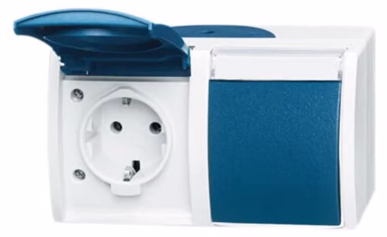 BUSCH-JAEGER Presa doppia Schuko 20/2EWN-53 orizzontale oceanica con targhetta 20/2EWN-53 (2084-0-0703)