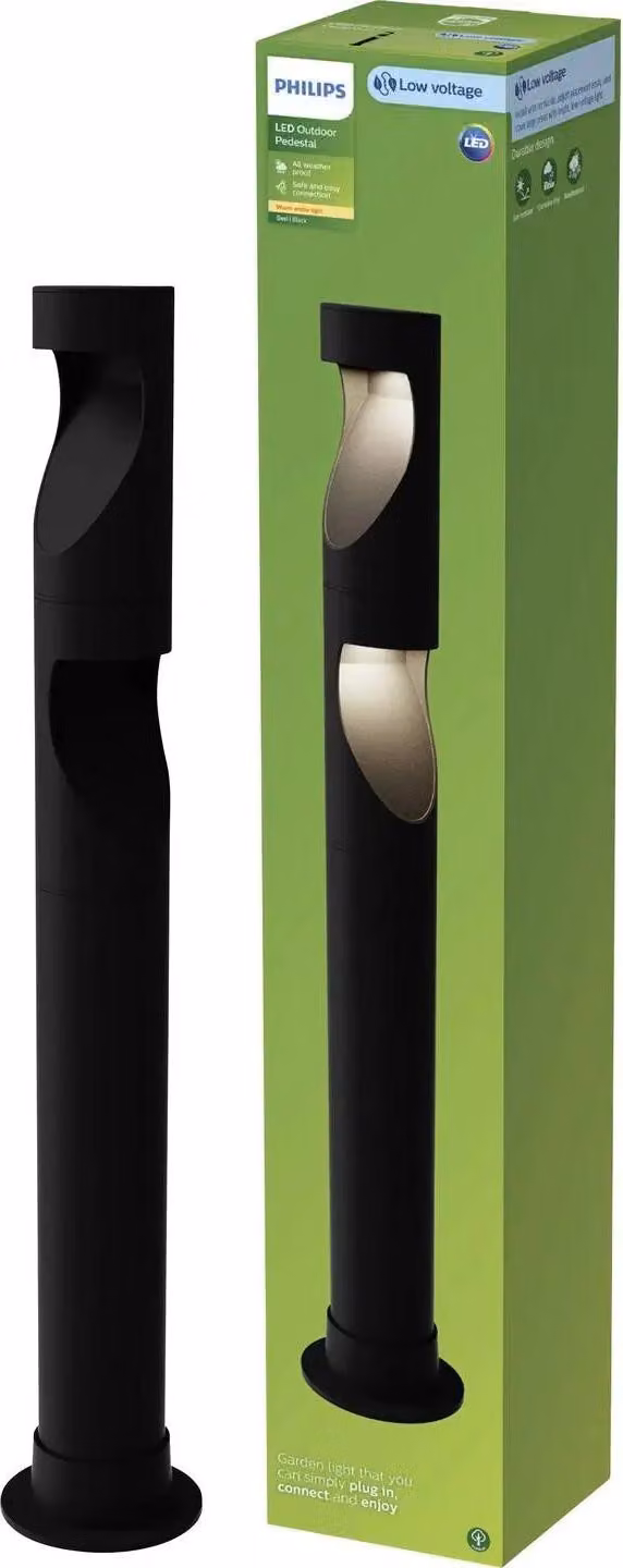 Philips Desi IP44 1,5 W 2700 K nero LED a colonna per esterni