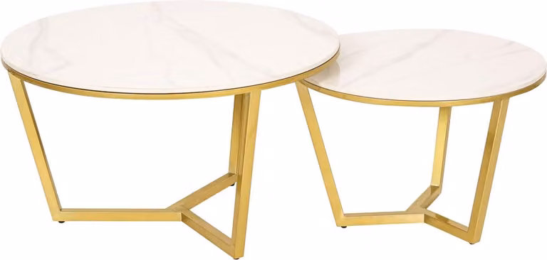 FURNLUX Tavolino Modig Marble White And Gold 80cm / Colore principale: Bianco / Dimensioni: 80 x 45 x 80 cm
