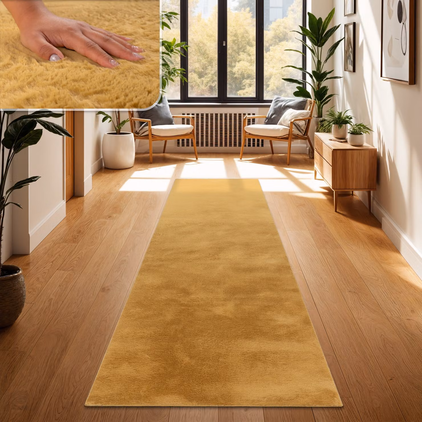 Tappeto soffice Solina giallo L: 300 cm, P: 80 cm – 2