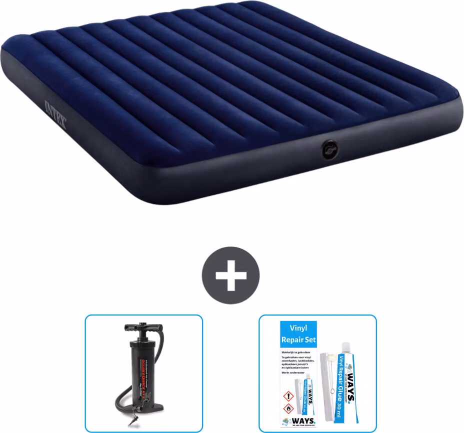 Letto ad aria Intex - 2 persone - 183 x 203 x 25 cm - blu - include pompa e kit di riparazione