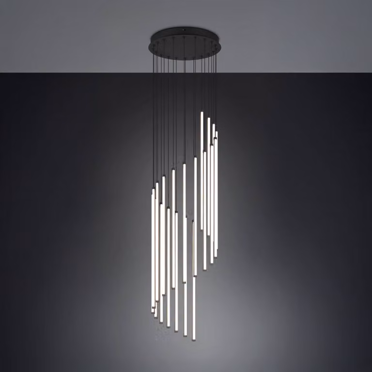 Trio Lighting Lampada LED a sospensione Baxter, nera, Ø 37 cm, metallo, CCT dimmerabile, Nero, Soggiorno / Sala da pranzo, Metallo, Moderno