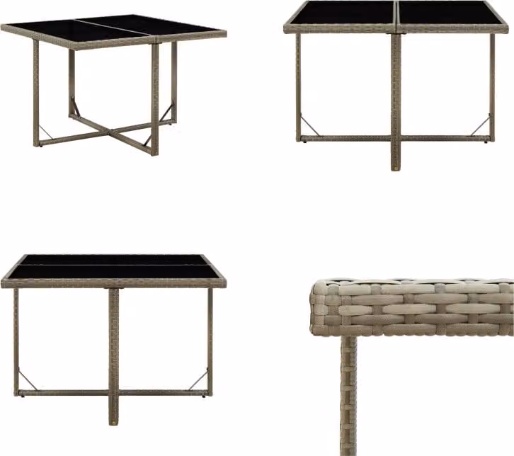 vidaXL Tavolo da giardino grigio 109x107x74 cm in poly rattan e vetro - Tavolo da giardino - Tavoli da giardino - Tavolo - Tavoli
