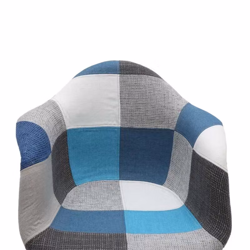 Set di 2 poltrone moderne a dondolo patchwork azzurro e grigio Mobili 2G L: 62 cm, P: 69 cm, H: 70 cm – 4