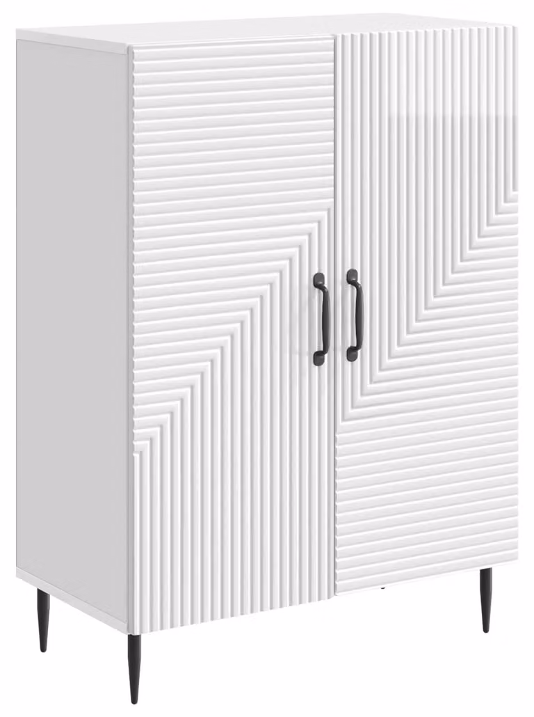 Credenza Bianco Lucido 66 x 34,5 x 89,5 cm Legno ingegnerizzato
