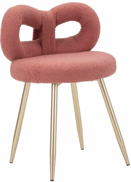 Sedia Mini Ilary Mauro Ferretti Rosa con dettagli Oro in tessuto Bouclé, L: 40 cm, H: 67 cm, Altezza seduta: 46 cm