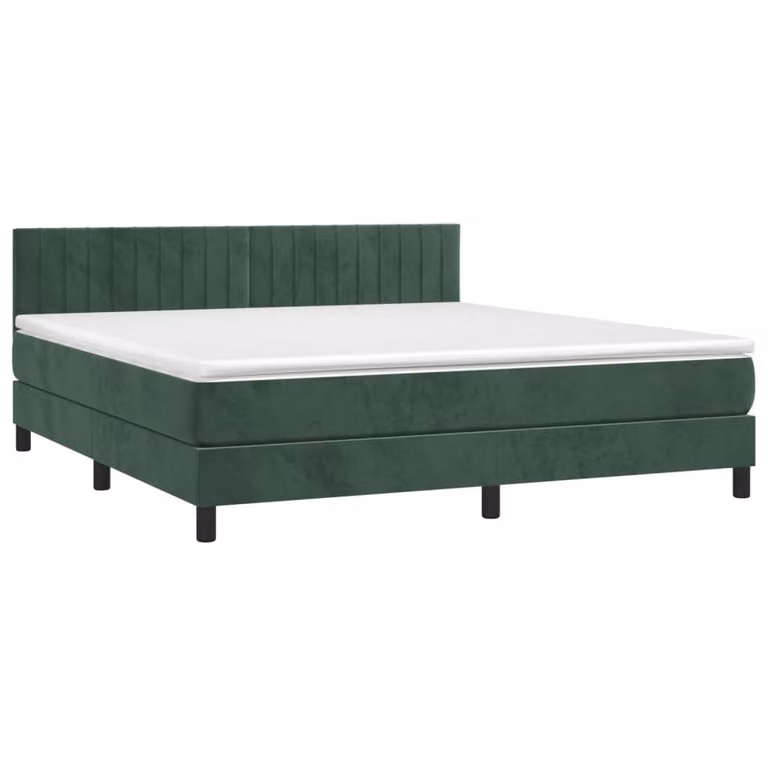 Giroletto a Molle con Materasso Verde Scuro 160x200 cm Velluto