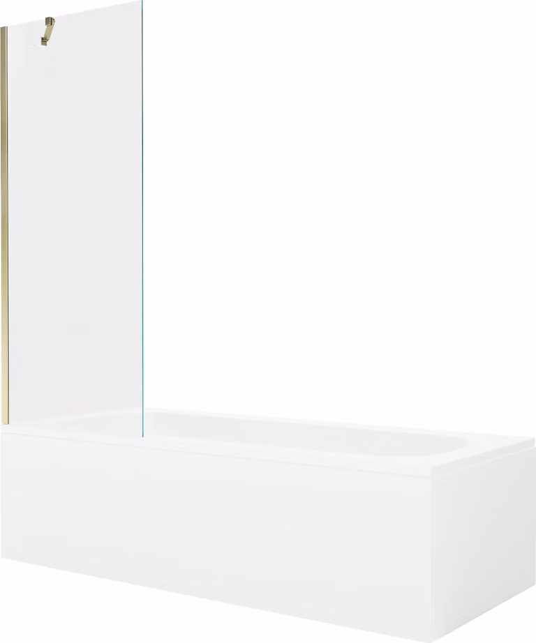 Mexen Vega vasca da bagno rettangolare 180 x 80 cm con pannelli e paravento a 1 anta 70 cm, trasparente, oro