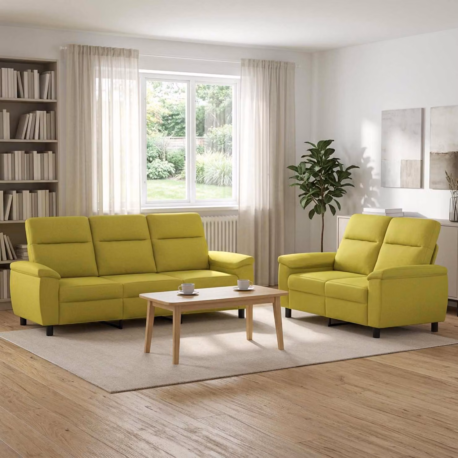 Set di 2 divani moderni vidaXL in tessuto verde con struttura in metallo per il tuo soggiorno
