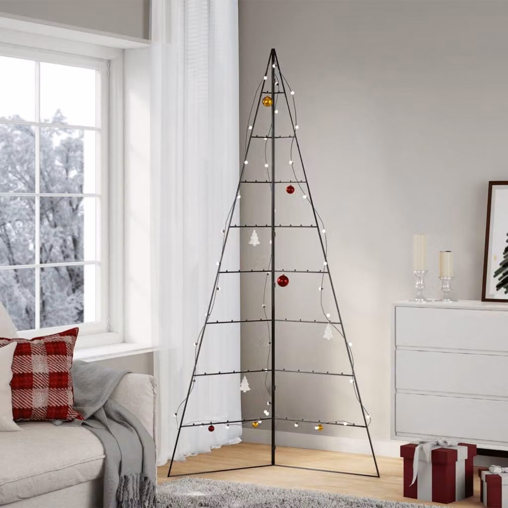 Albero di Natale decorativo moderno vidaXL in metallo nero, Altezza: 210 cm