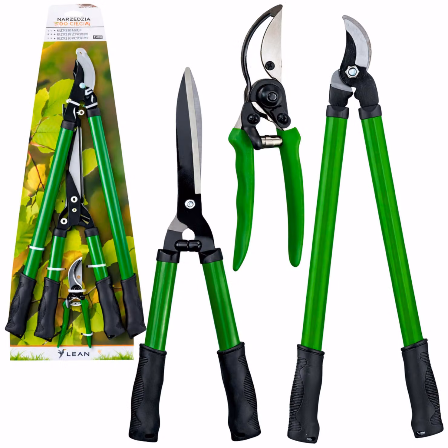 Set Forbici Da Siepe Da Giardino Con Custodia 3 Pz.