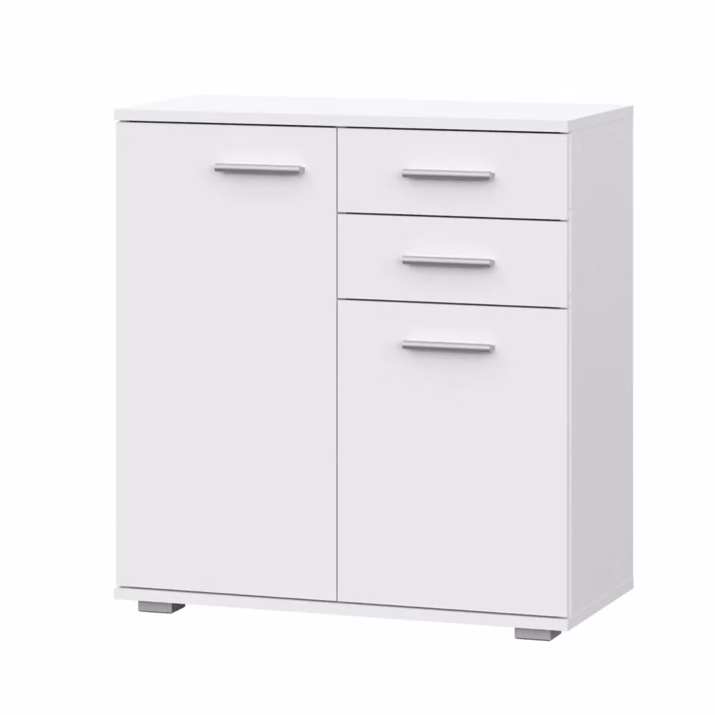 Comò Komodee in stile scandinavo bianco, L: 69 cm, H: 74 cm, P: 34 cm – 2