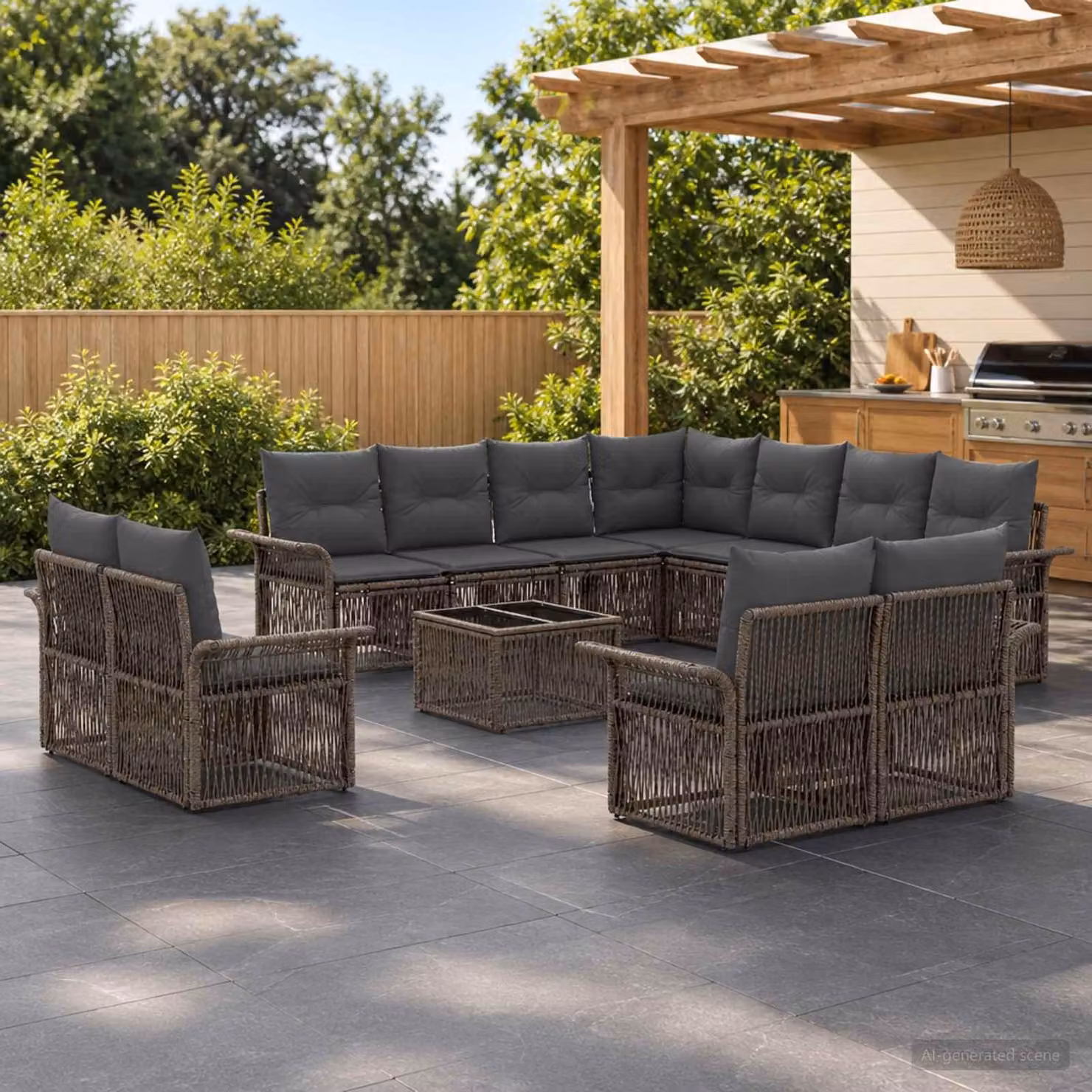 Maison Exclusive - Set di divani da giardino, 12 pezzi, grigio e grigio scuro, in rattan sintetico