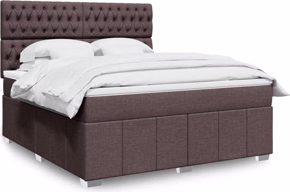 Maison Exclusive - Letto boxspring con materasso, marrone scuro, 180x200 cm, rivestimento in tessuto