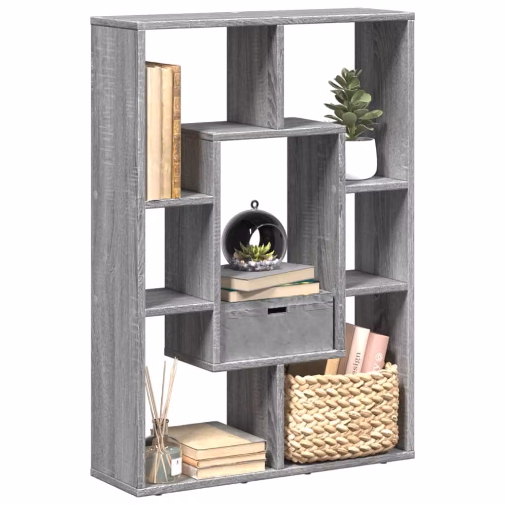 Libreria moderna vidaXL in legno e MDF Grigio, L 63 cm x P 20 cm x H 90 cm