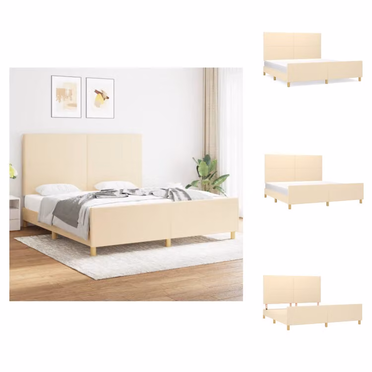 vidaXL Struttura letto con testiera in tessuto crema 180x200 cm - Letti e strutture letto