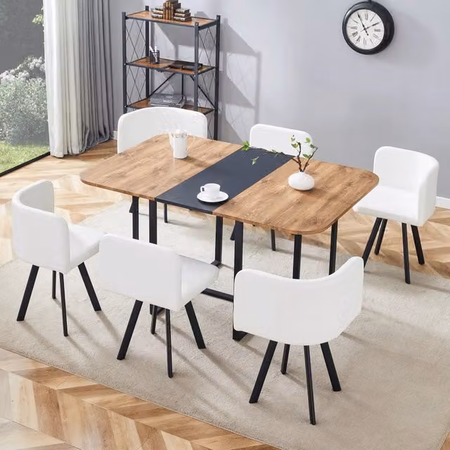 Tavolo da pranzo allungabile con sedie salvaspazio per 4-6 persone in MDF e metallo stile moderno per cucina e soggiorno
