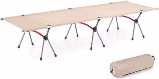 Letto da campeggio pieghevole Bealive in alluminio e tela Oxford beige, regolabile e inclinabile, L 190 x P 65 x H 17-38 cm
