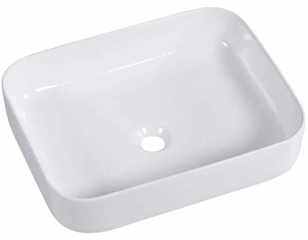 CERANO - Lavabo in Vetroceramica Vizo - da appoggio - bianco lucido - 50x39 cm