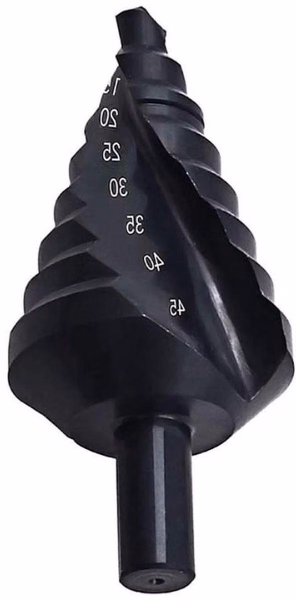 Set di 10-45 mm di punte da trapano a gradoni in HSS, con scanalature a spirale e gambo triangolare, adatte per acciaio, PVC e pannelli isolanti