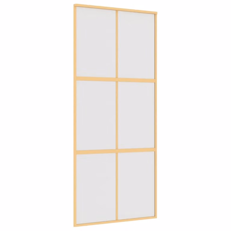 Porta Scorrevole Dorata 90x205 Vetro Smerigliato ESG Alluminio