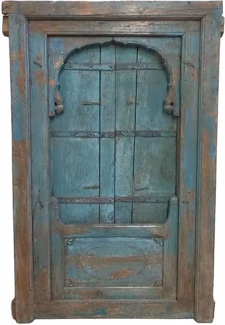 Finestra in legno stile rustico WANDERLUST DECO colore blu turchese L: 105 cm, P: 12 cm, H: 166 cm