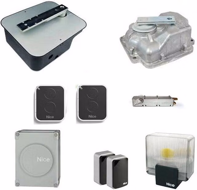 Kit per cancello a battente interrato Nice ME3000 MFAB3000 3M M-FAB con cassa per una anta, colore grigio e nero