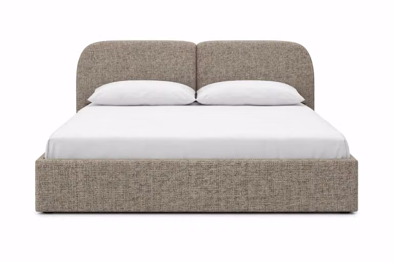 Letto imbottito Sofello Sogno 200x200 con rete a doghe in legno | Letto moderno per camera da letto | Grigio-beige