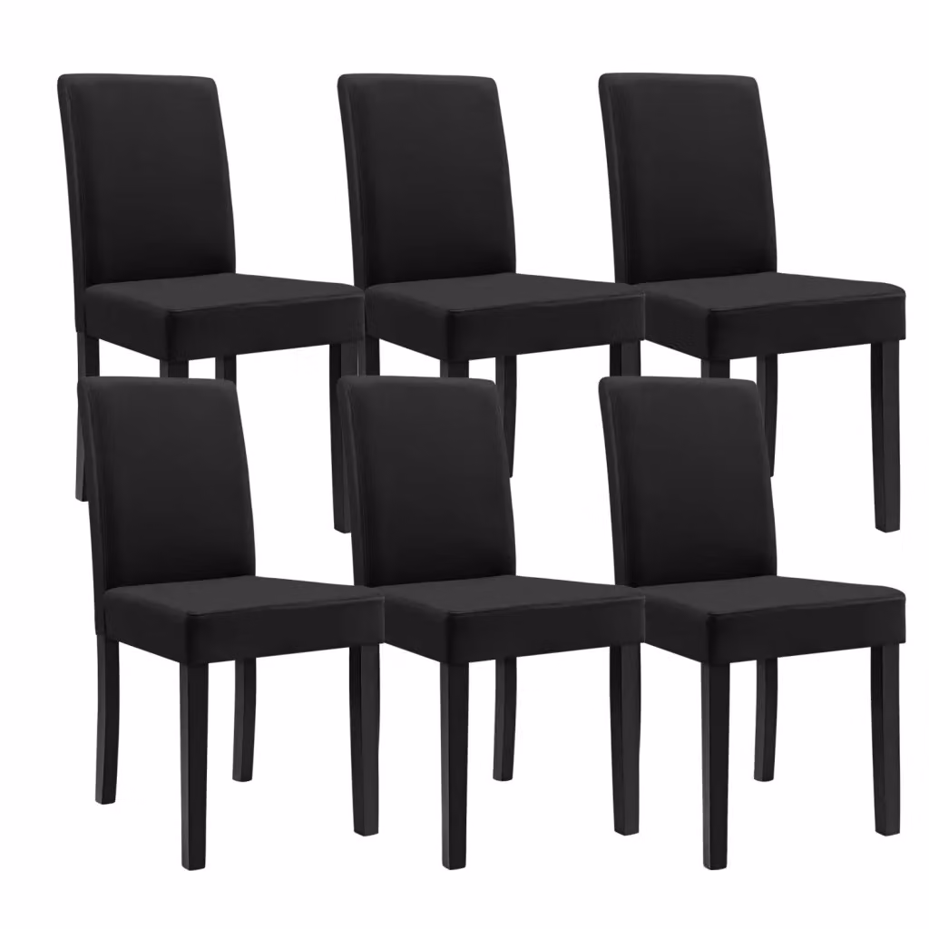 Set di 6 sedie da sala imbottite Hamburg in ecopelle nera en.casa – 2