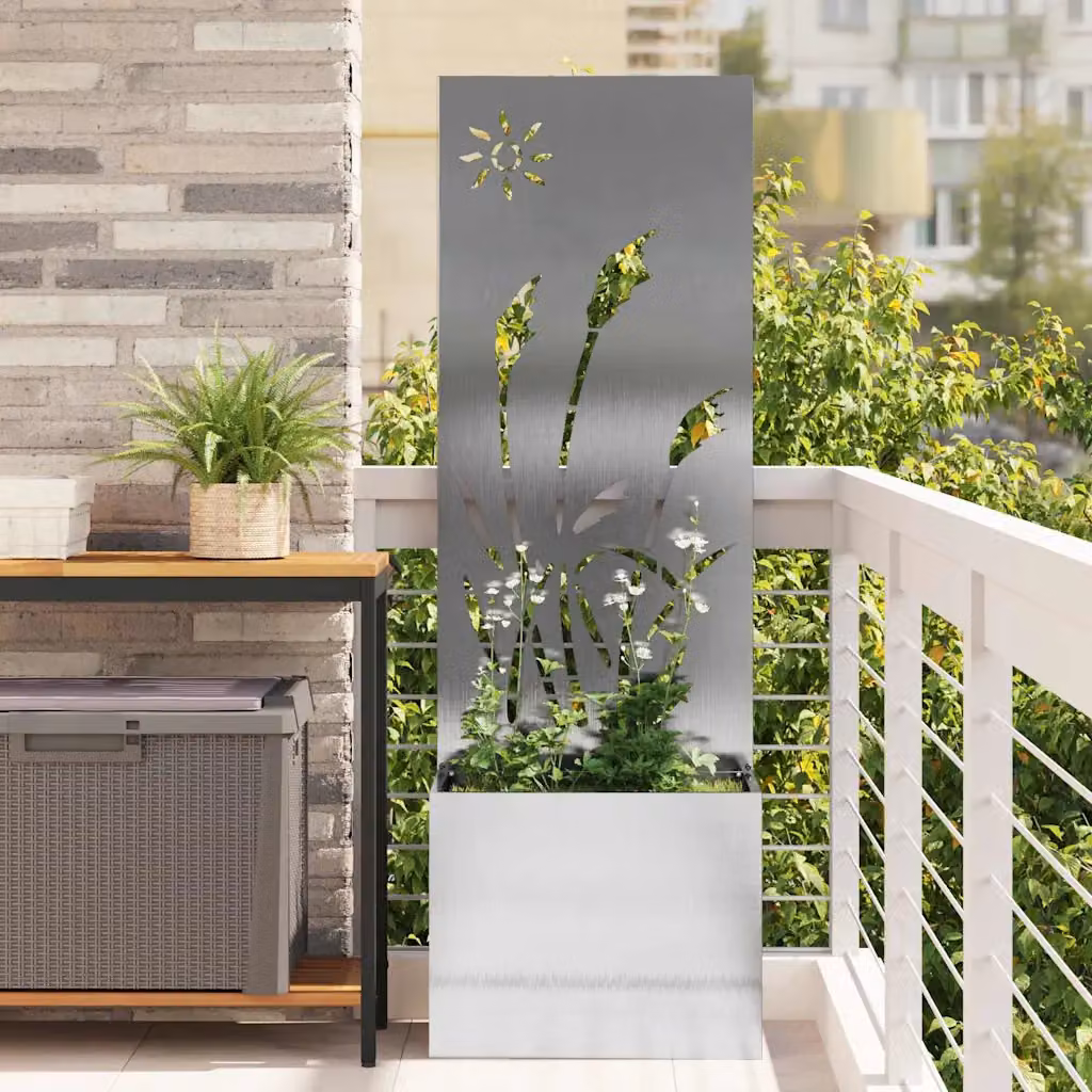 vidaXL Paravent per privacy in giardino in acciaio inossidabile Argento L/P/H: 50 x 32 x 150 cm