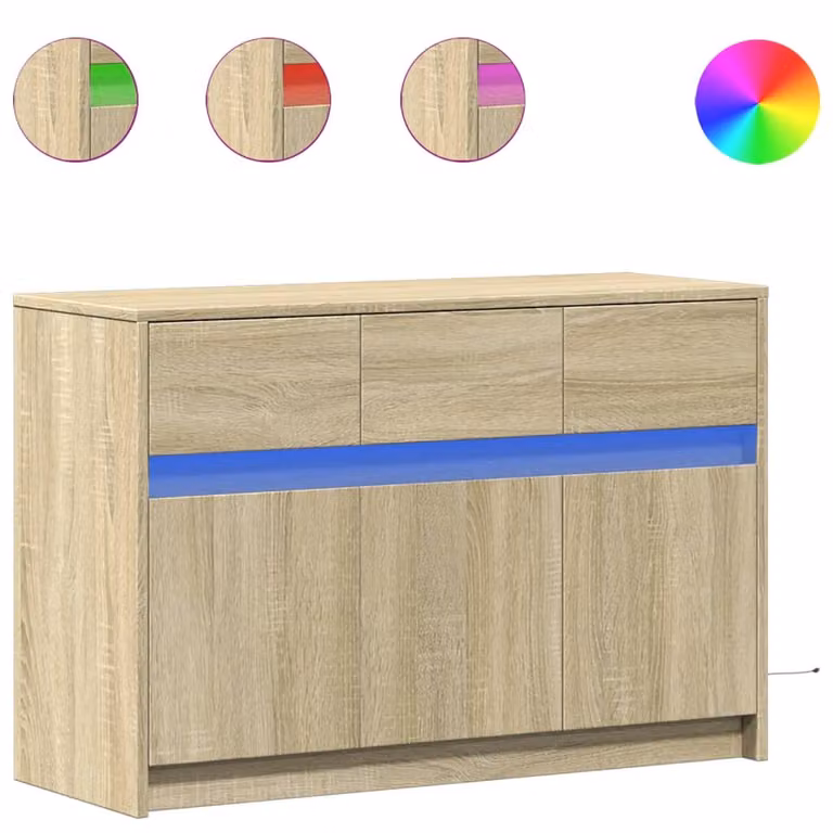Mobile Porta TV con LED Rovere Sonoma 91x34x61 cm in Truciolato