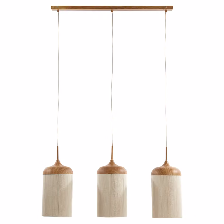 Lampada a sospensione - beige naturale - Dania - cotone metallo - grande lampada da tavolo da pranzo - E27 - 2980443 - Light & Living