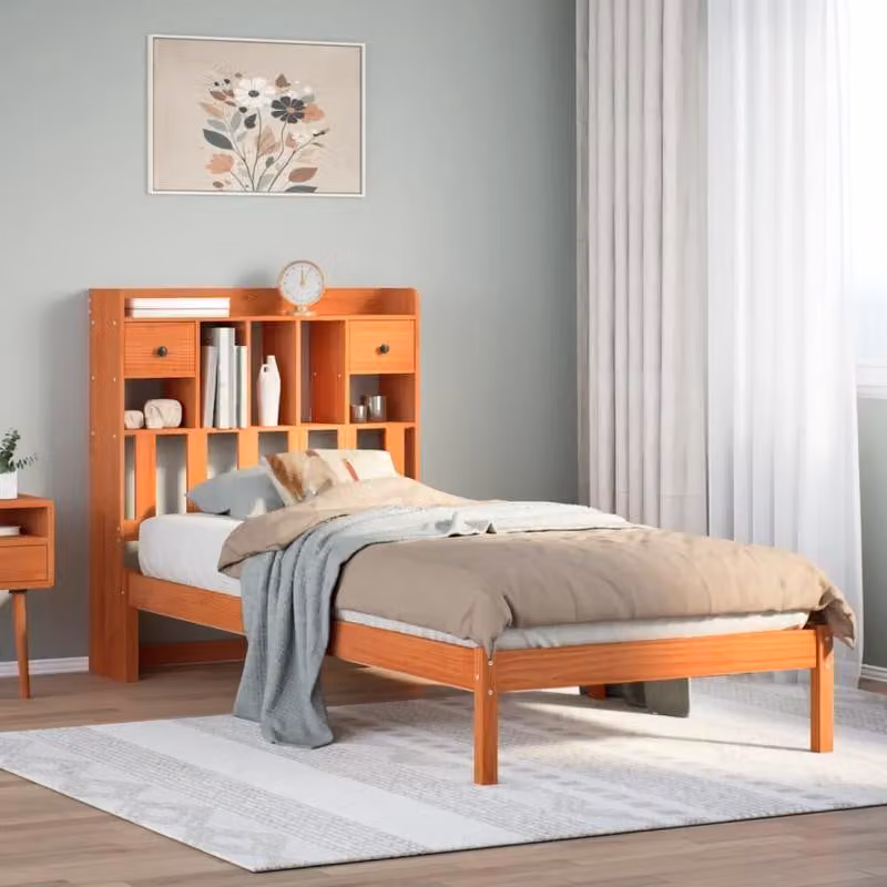 Libreria moderna con scaffali integrati, dimensioni 100x200 cm, colore marrone