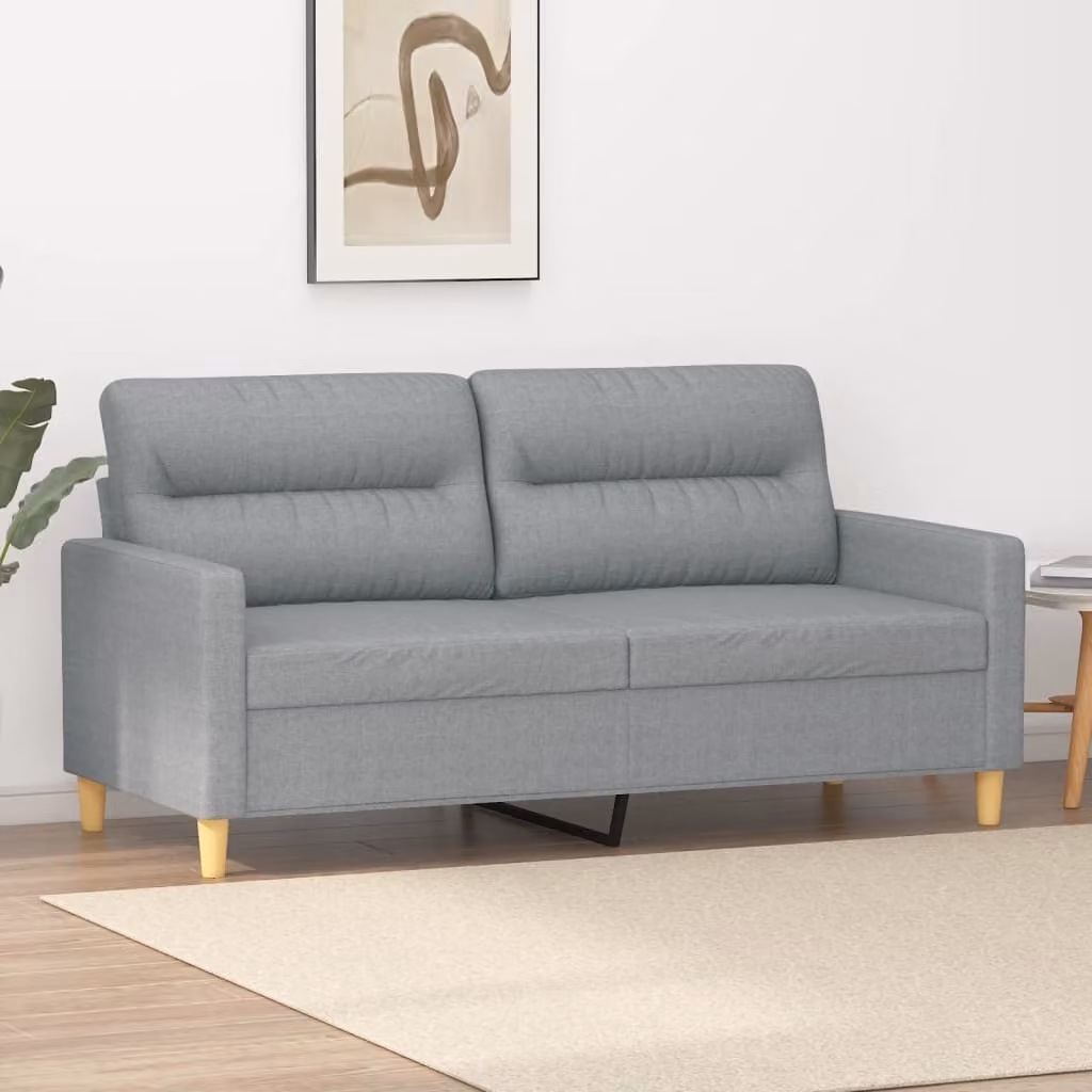 Divano a due posti, colore grigio chiaro, 140 cm, rivestito in tessuto