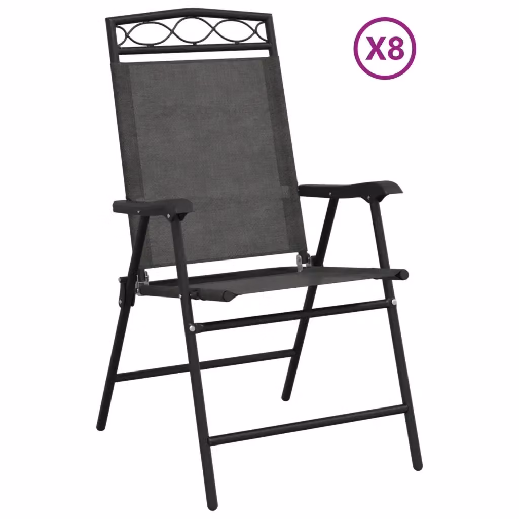 Set di 8 sedie pieghevoli vidaXL in acciaio e textilene grigio per giardino e terrazza – 2