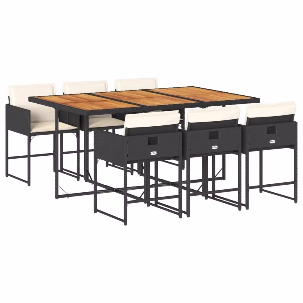 Set da pranzo da giardino vidaXL in polyrattan e legno di acacia da 7 pezzi nero – 2