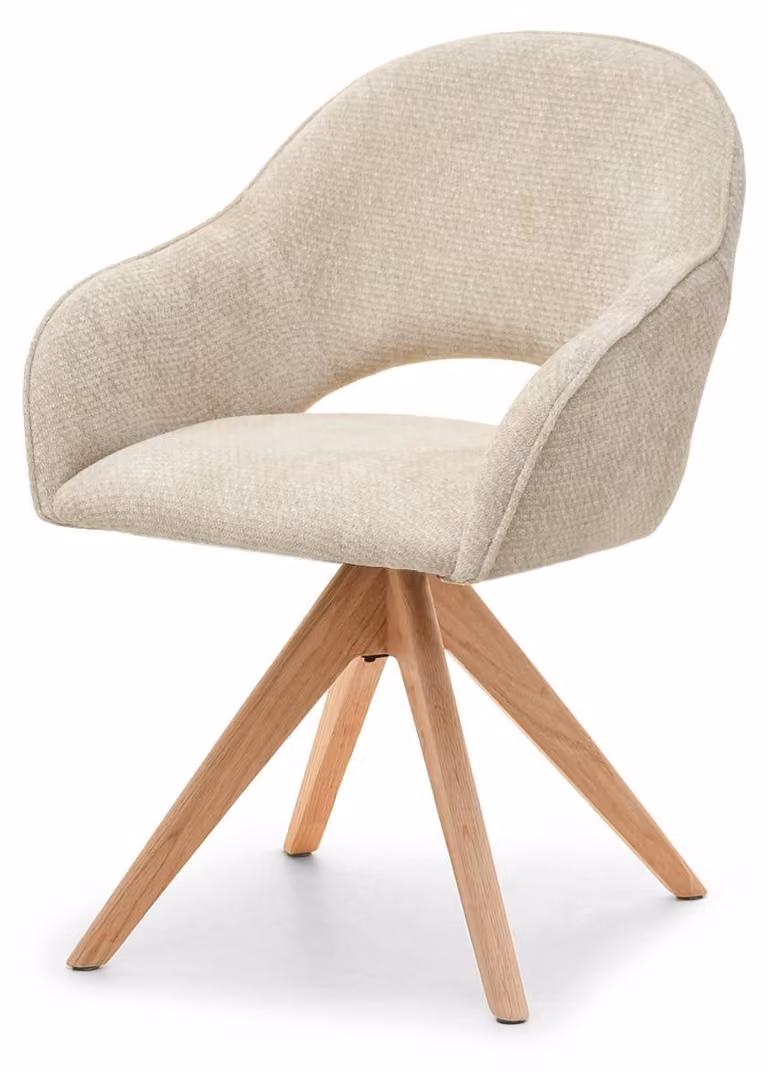 Sedia da pranzo girevole ACANTHA - crema / rovere