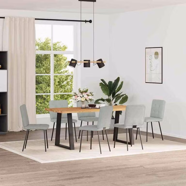 Sedie da Pranzo 6 pz Grigio Chiaro in Velluto