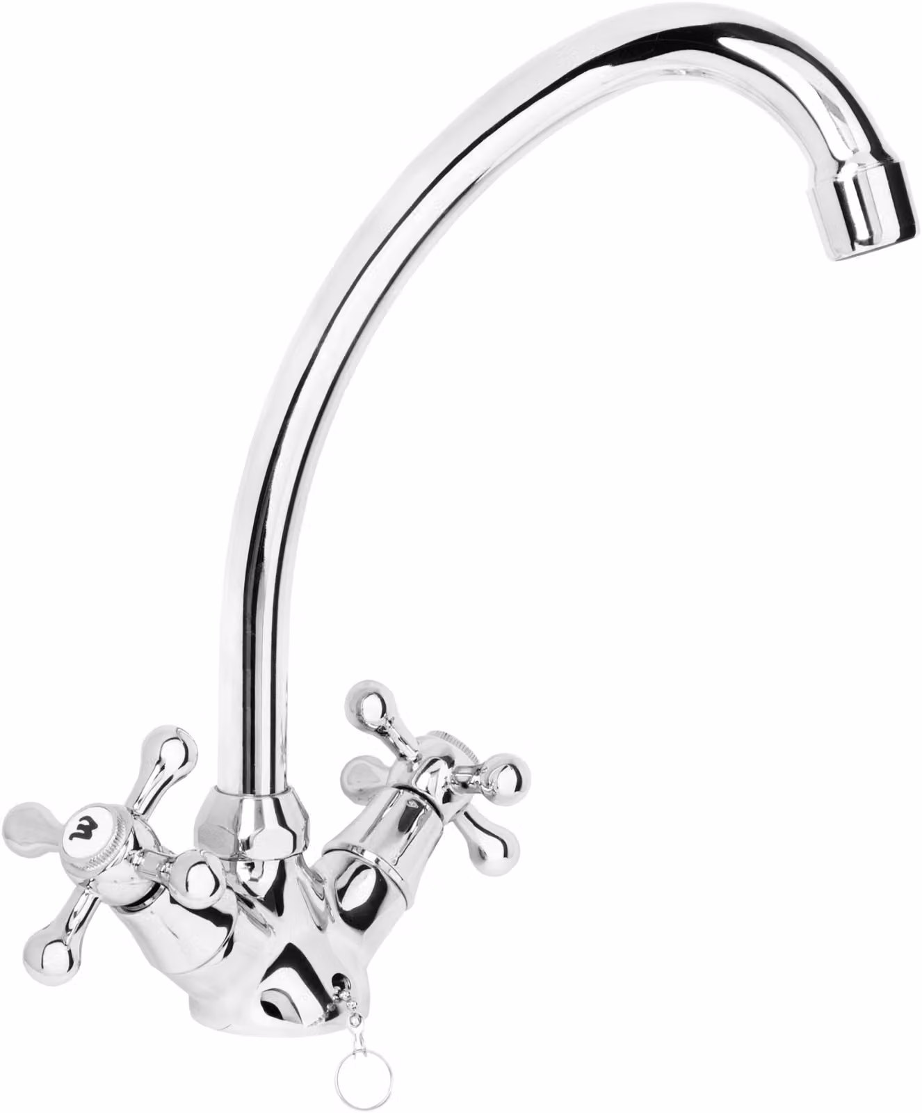 CORNAT Nostalgie Miscelatore monoforo per lavello a 2 maniglie con bocca girevole, cromo, NO5
