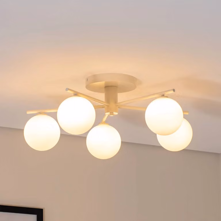 Plafoniera soffitto Prato Jupiter, dimmerabile, Crema / Ambra, Soggiorno / Sala da pranzo, Metallo, Moderno, Plafoniera
