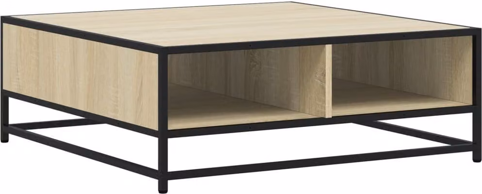 Tavolino Rovere Sonoma 80x80x30 cm in Truciolato e Metallo