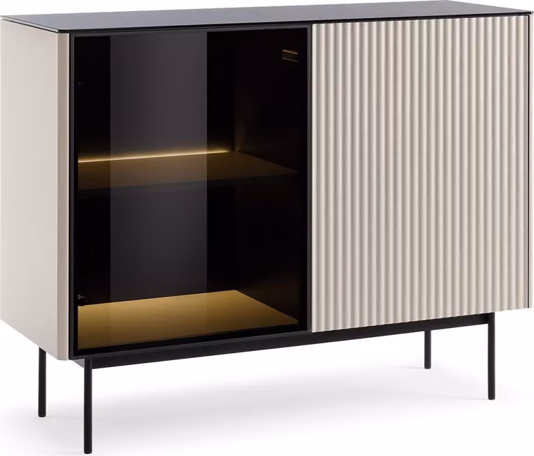 Masseno cassettiera VELLUTO 107 cm credenza e 2 ante per soggiorno camera da letto moderna 107x39x84 cm cashmere / cashmere