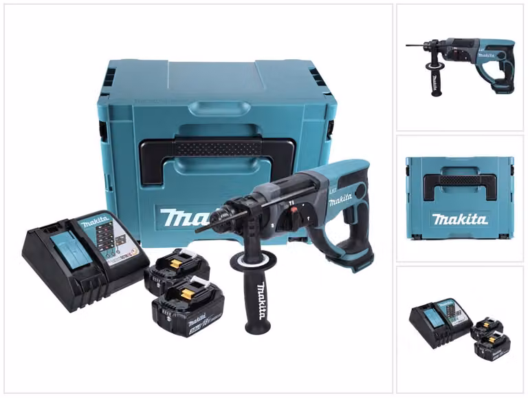 Makita DHR 202 RFJ 18V Tassellatore SDS-Plus a batteria in valigetta Makpac + 2x Batterie 3,0 Ah + Caricatore