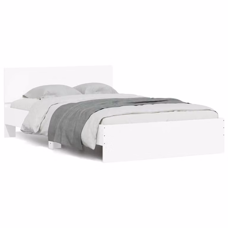 vidaXL Giroletto Moderno con Testiera, Illuminazione LED e Porta USB, Bianco, L/P: 120 x 200 cm